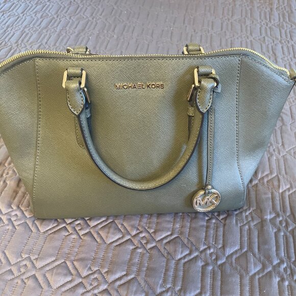 MICHAEL KORS  large SAGE green SATCHEL FREE shipping - Picture 2 of 12